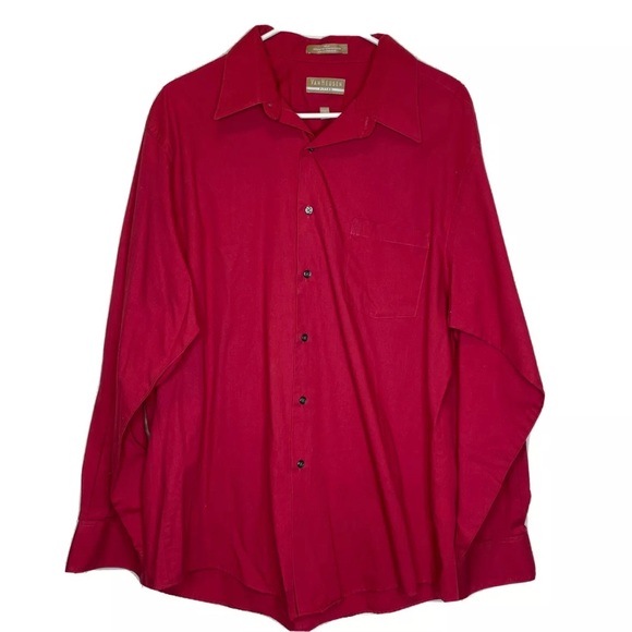 Preowned Van Heusen Fitted Satin Spread-Collar Stain Shield Dress Shirt Men’s XL - Picture 2 of 8